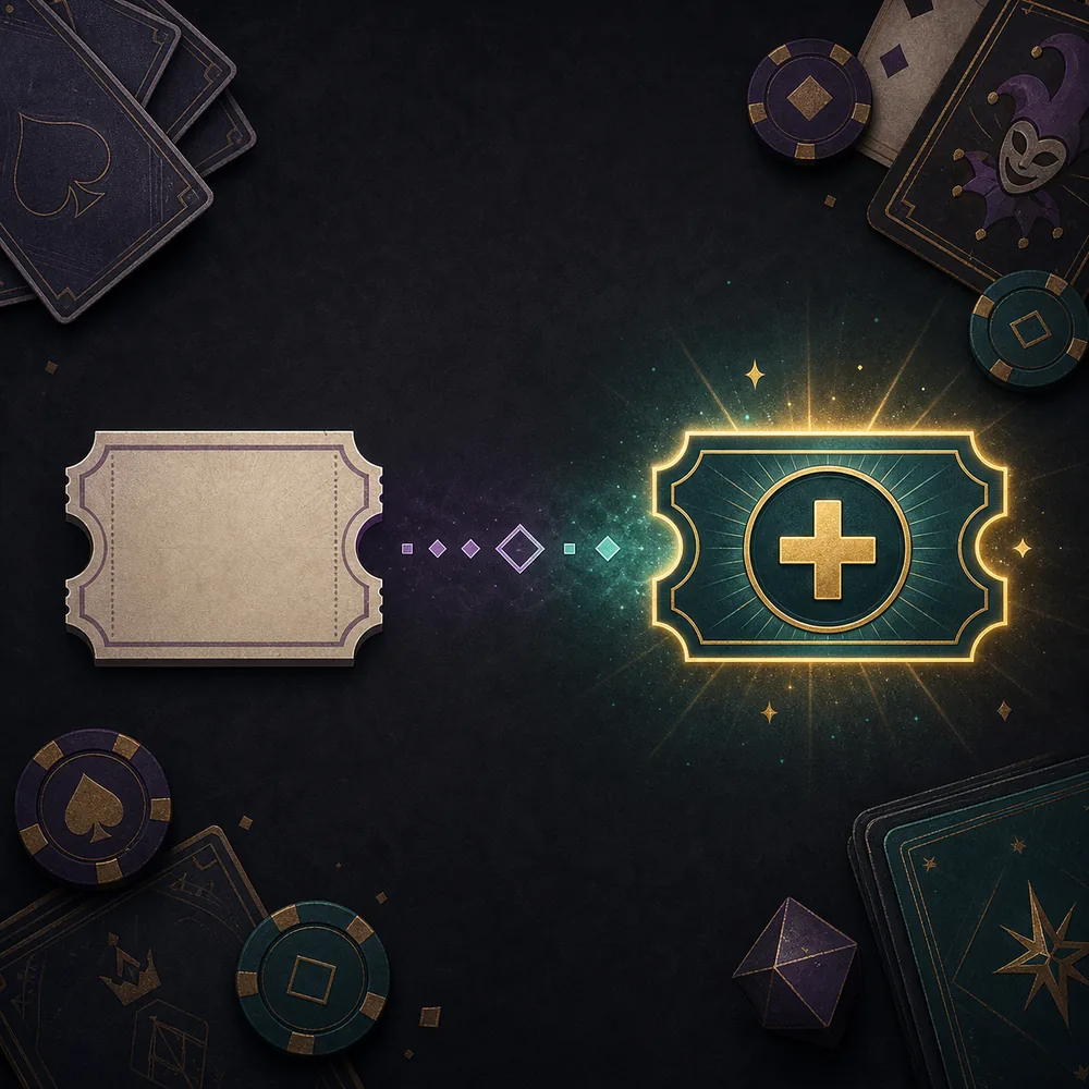Editorial illustration of Blank Voucher leading toward an extra Joker slot concept