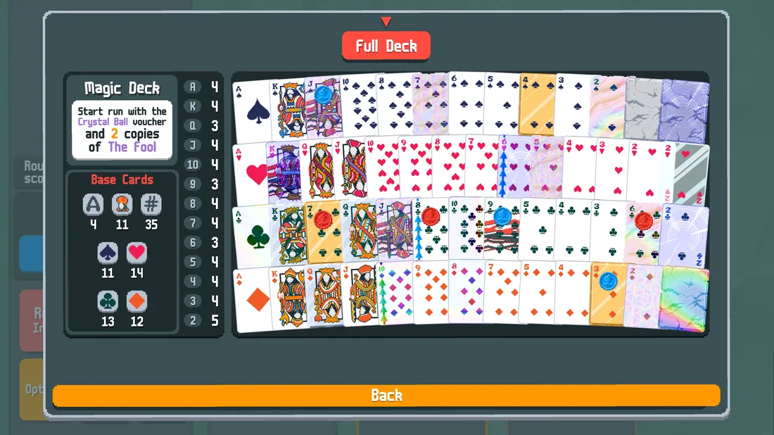 Official Balatro screenshot showing a run state for deck route planning